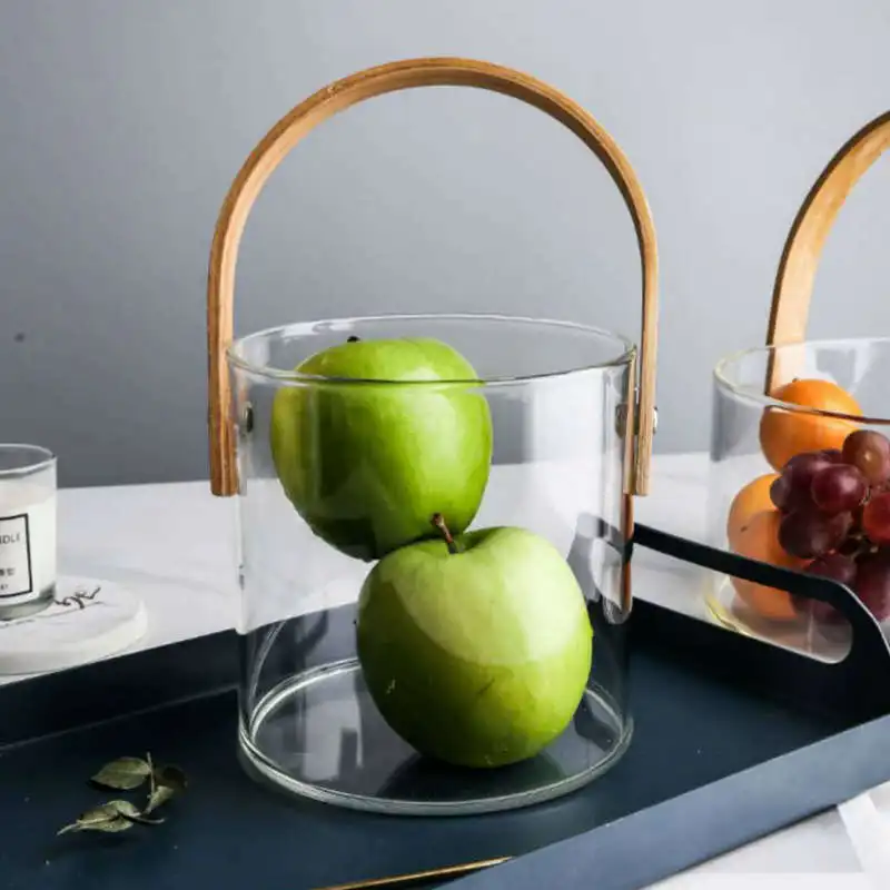 

Nordic high borosilicate glass basket fruit tea basket salad bowl snack plate beer barrel fruit basket