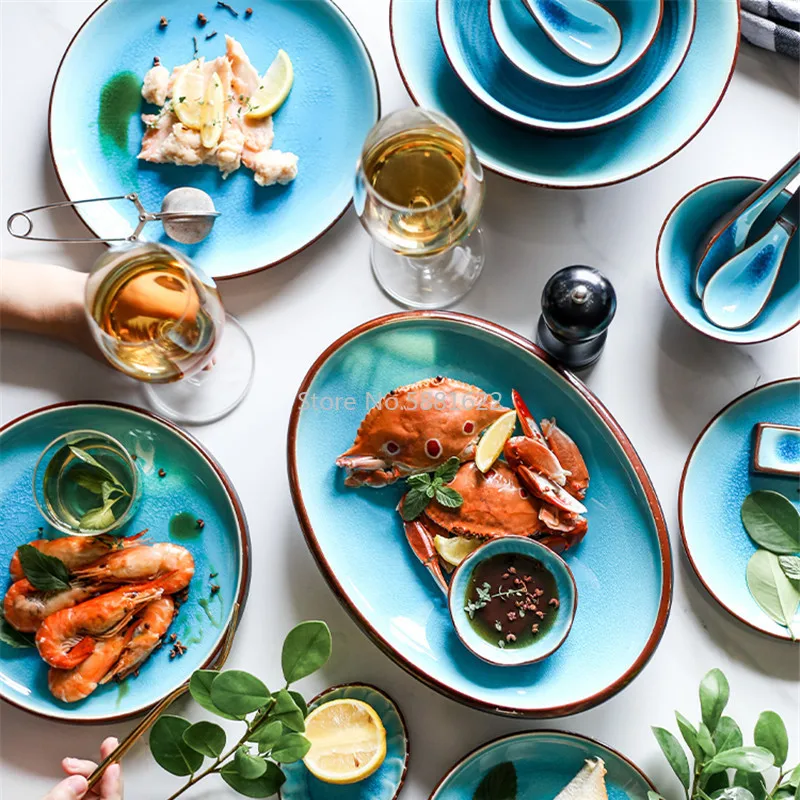 Керамическая миска для супа из серии глазури с изображением льда и трещин риса