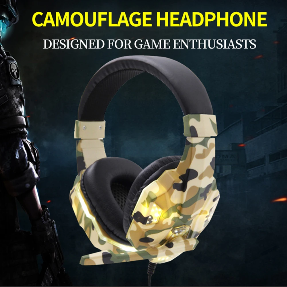 Профессиональная шумоподавляющая игровая гарнитура с камуфляжным узором