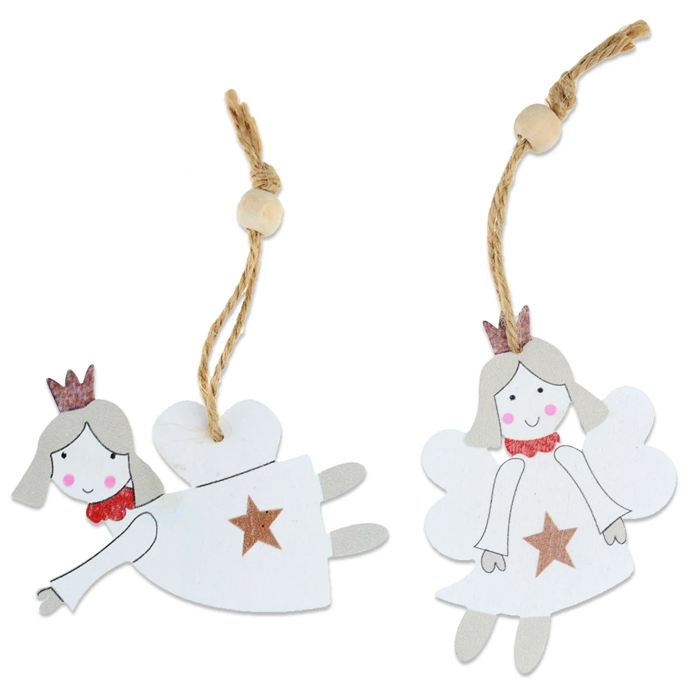 2 шт. деревянный пеньковый веревочный ангел подвеска на рождественскую елку