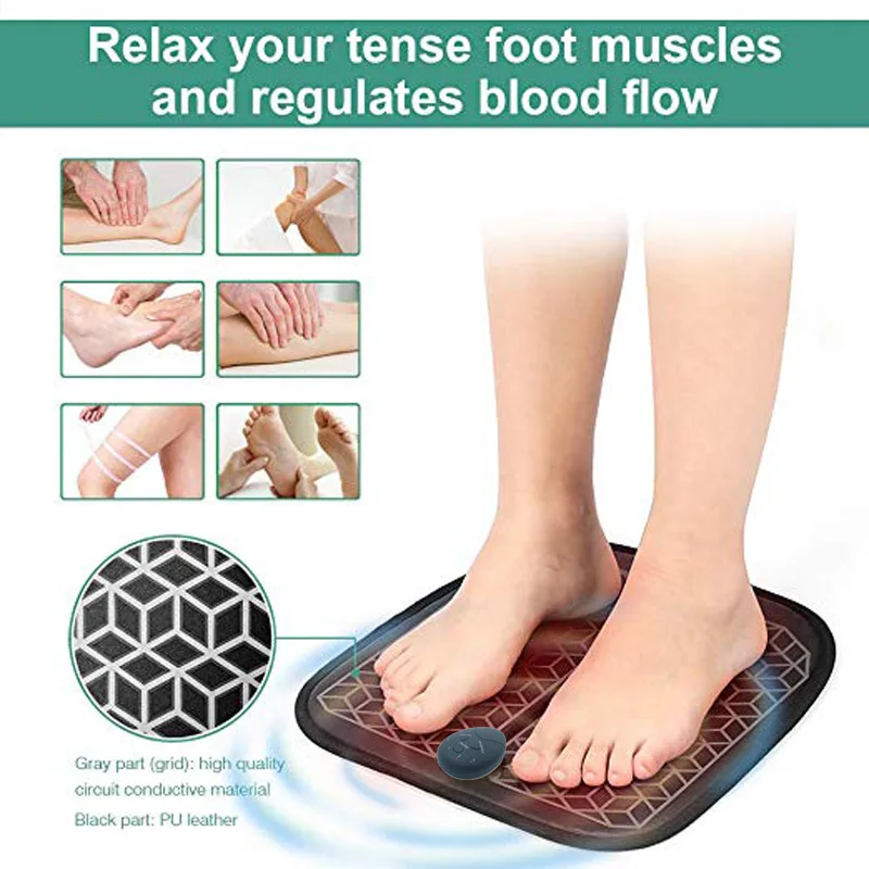 

Electric EMS Foot Massager Wireless Feet Muscle Stimulator ABS Physiotherapy Revitalizing Pedicure Tens Foot Vibrate Massage Mat