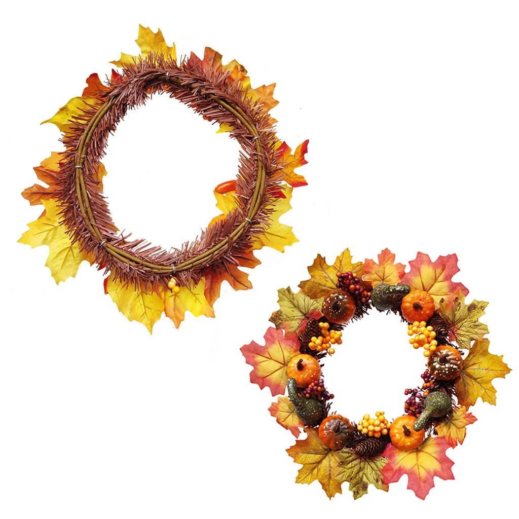 Осенняя гирлянда искусственный венок тыква/хлопок/сосновая рождественское