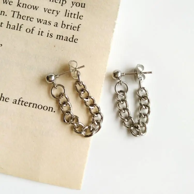 2019 модная Серебряная цепочка серьги из бисера минималистичные простые простой