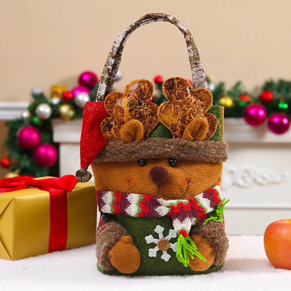 

Snowman Santa Claus Candy Bag Reusable 28.5x23cm Suitable Capacity For Holiday Xmas Christmas Bags With Handles