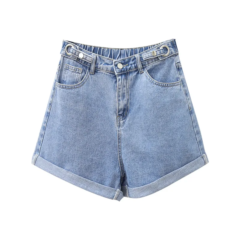 

Summer Women's A-Line Jeans High Waist Light Blue Thin Loose Korea Style Fashion Casual Simple Solid Color Zipper Large Size 5Xl