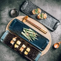 japanese%ef%bc%8cectangular sushi plate restaurant flat plate blue glazed surface high grade dishes pendulum plates ceramic plates