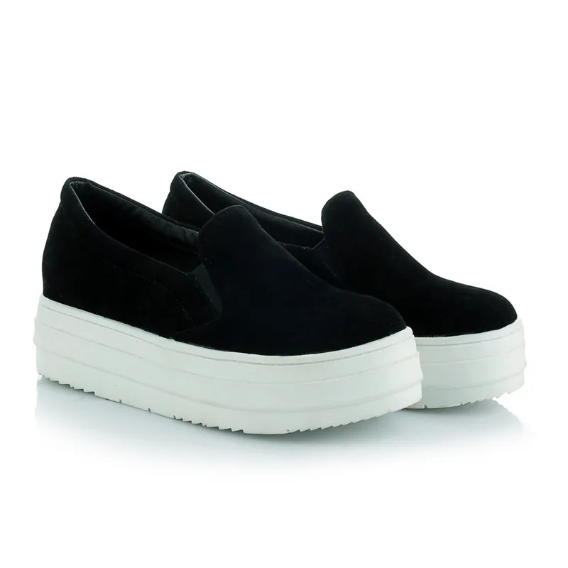 B2 7 Размеры 33 43 Женские однотонные повседневные туфли из флока женская обувь