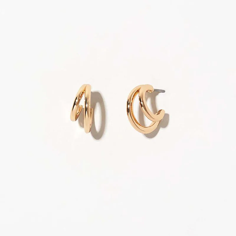 

Double Circle Geometric Stainless Steel 18K Gold Plated Earrings Female New Trendy Vintage Temperament Circle Earrings Jewelry