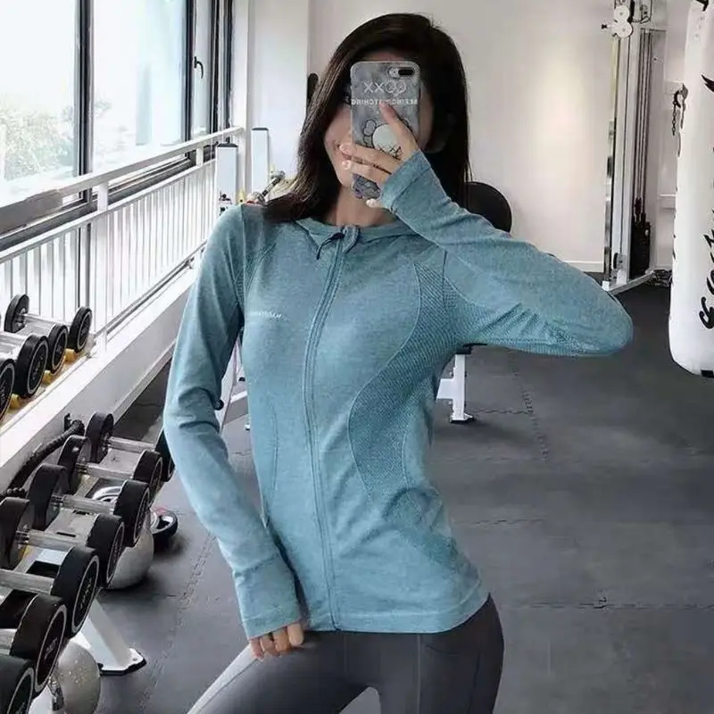

Sports Jacket Women Autumn Winter Fitness Slim Sexy Tight-fitting Stretch Quick-drying Yoga Running Zipper Long-sleeved Shirt