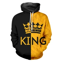 autumn winter new mens letter king crown 3d printing hoodie fashion long sleeved coat casual loose oversize outwear dropship