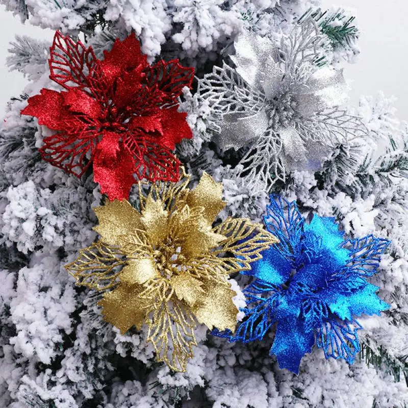 2021 Christmas Decoration Flower Glitter Fake Navidad Tree Decor DIY Kerst Decorations For Home | Дом и сад