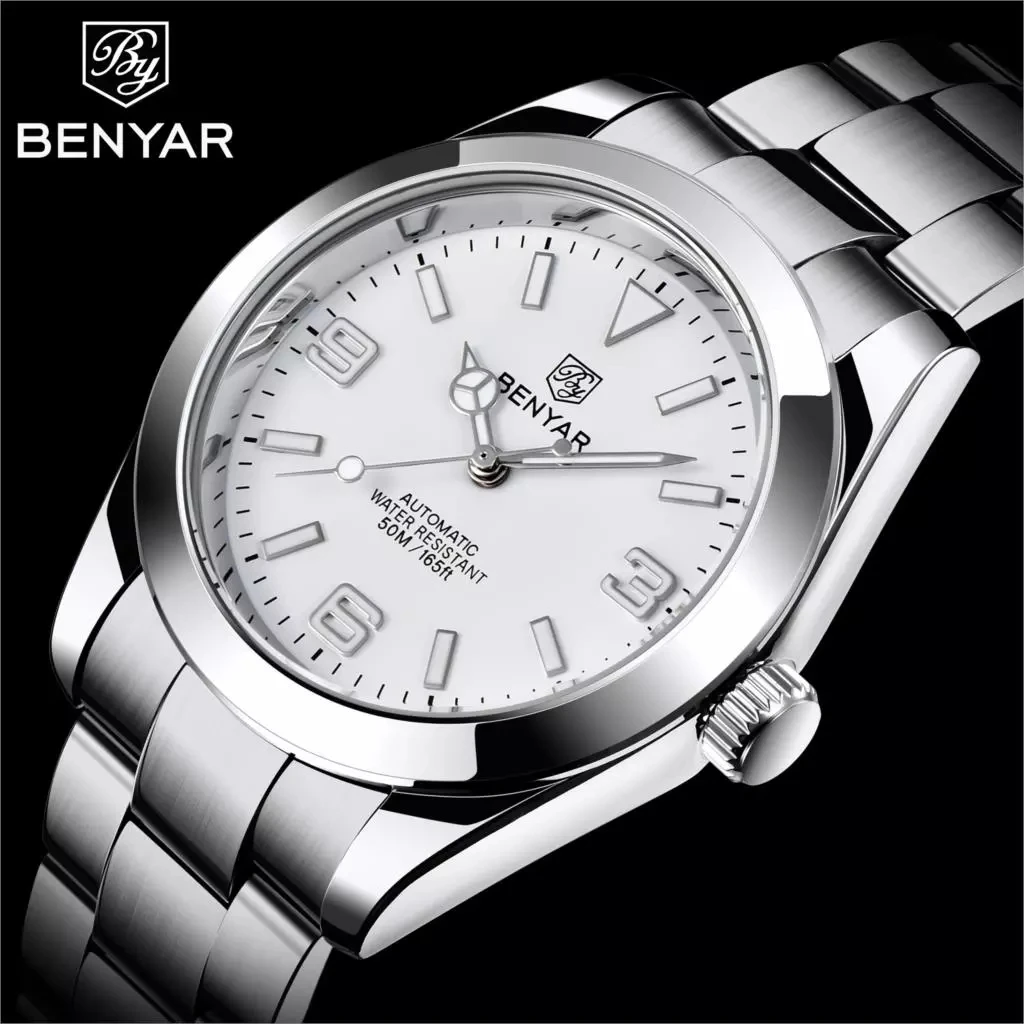 BENYAR Top Brand Men's Automatic Mechanical Watch Luxury Business Sports Watch Stainless Steel Waterproof Watch Relogio Masculin