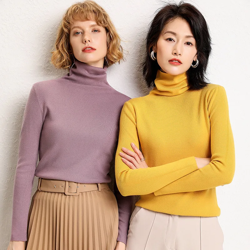 Autumn winter Sweater Women pullover Knitted soft wool blend Piles turtleneck sweaters female jumper womens clothing | Женская одежда