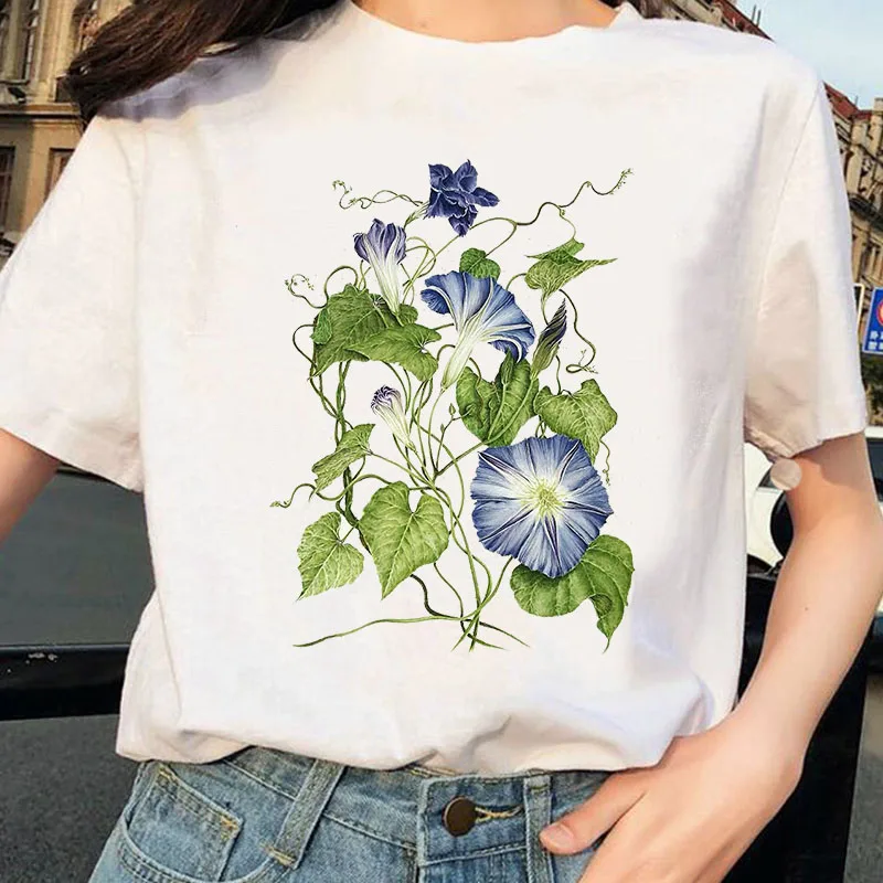 

Flower Female T-shirt Leisure Printed Tshirt Women Cotton t shirt Gift 90s Lady Yong Girl Kawaii Camisas Mujer Tees T-shirt