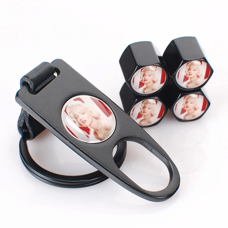 

1 Set Caps Car Marilyn Monroe Tire Valve Caps Matched Spanner For Car Tyre Anti-lost Sexy Girl Car Sticker Auto Accessory