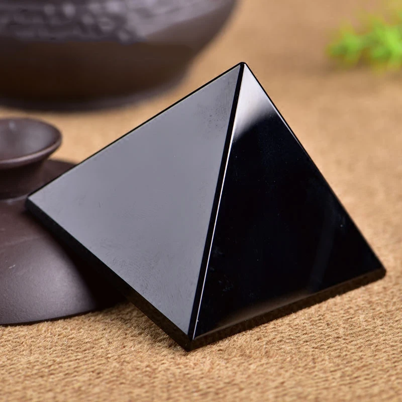 

Black Obsidian 1.5inch Natural Pyramid Carved Chakra Healing Crystal Reiki Stone Top Quality Gemstone FengShui Home Decoration