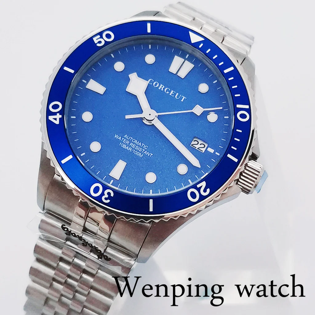 Мужские часы с сапфировым стеклом и синим циферблатом 40 мм | Наручные