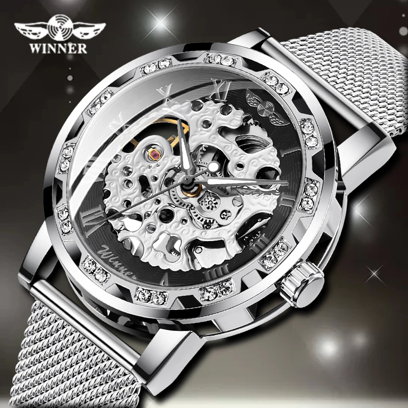 Часы наручные WINNER Мужские механические деловые модные роскошные часы-скелетоны