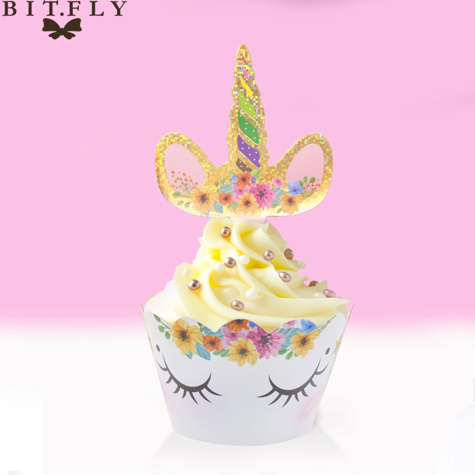 BIT.FLY Единорог и фламинго Радужный торт топперы обертки для капкейки украшения