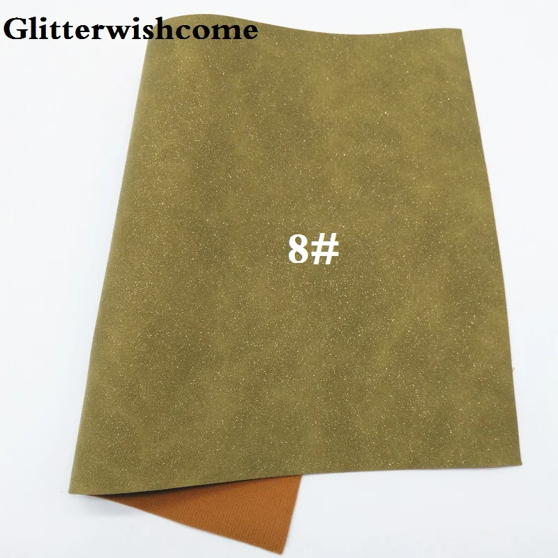 8 Glitterwishcome 21X29 см А4 Размер синтетическая кожа, замша кожа с блестками, искусственная из искусственной кожи Ткань Винил для бантов, GM036A - Цвет: 8