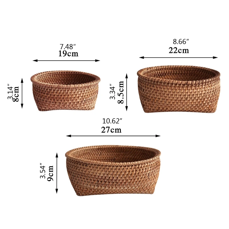 

Multipurpose Hand-woven Fruit Storage Basket Vegetable Snack Biscuit Bread Serving Tray Handcrafted Platter Classic