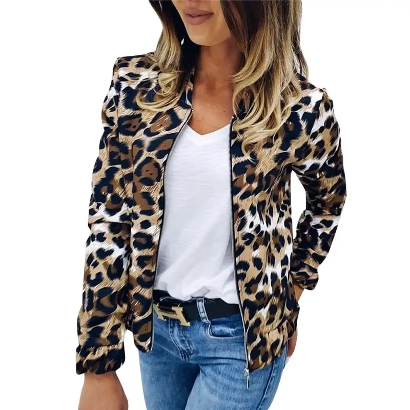 

Женское пальто, хит продаж, стильные женские куртки, модные, леопардовые, с панелями, тонкие куртки, повседневные, с длинным рукавом, на молни...