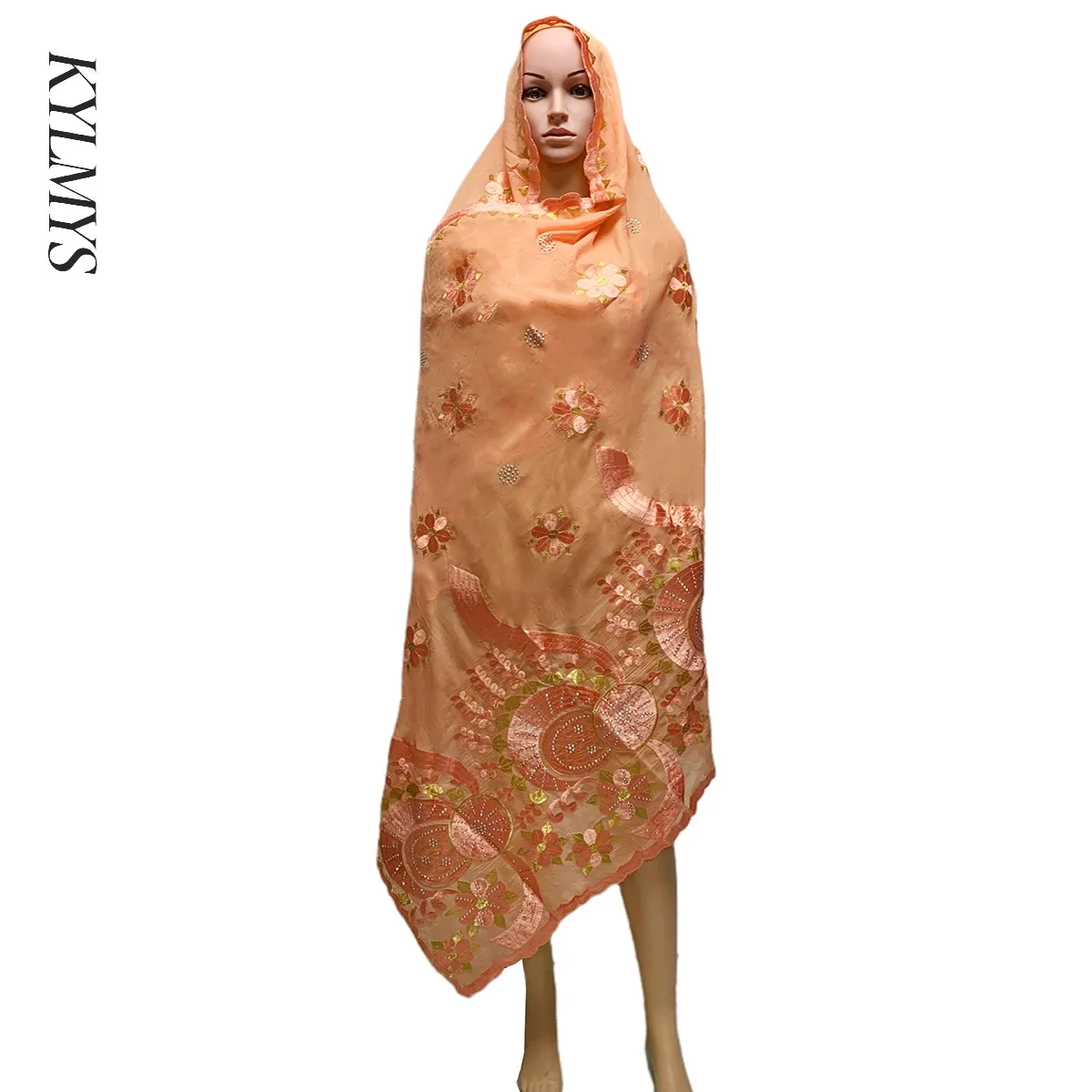 

2021 Latest Cotton Leisure Comfortable Hijab Scarf For Muslim Women African Dubai Islam Headscarf Long Big Embroidery Shawls