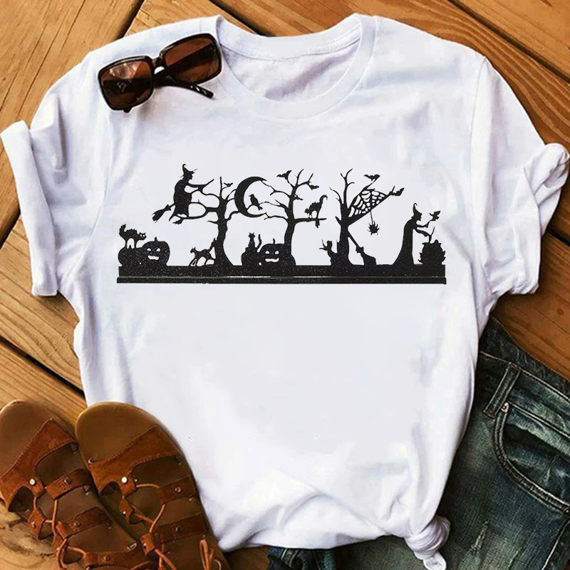 

Fashion Summer T Shirt Female Halloween Witch Print Tshirts women Casual Funny t Shirt For Lady Yong Girl Top Tee Hipster