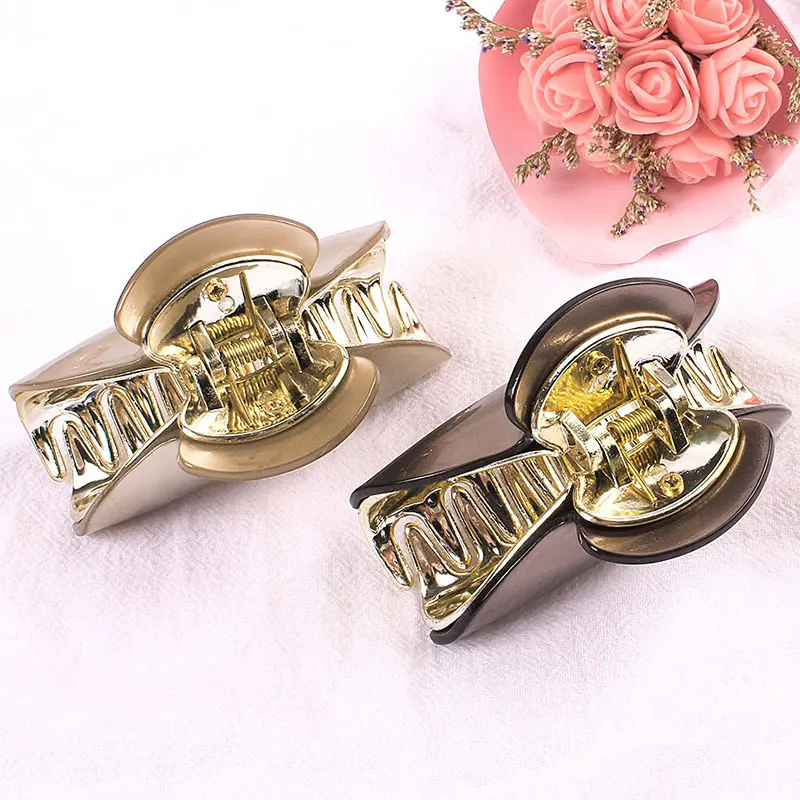 Большой коготь волос Блестящий акриловый зажим для заколка со стразами