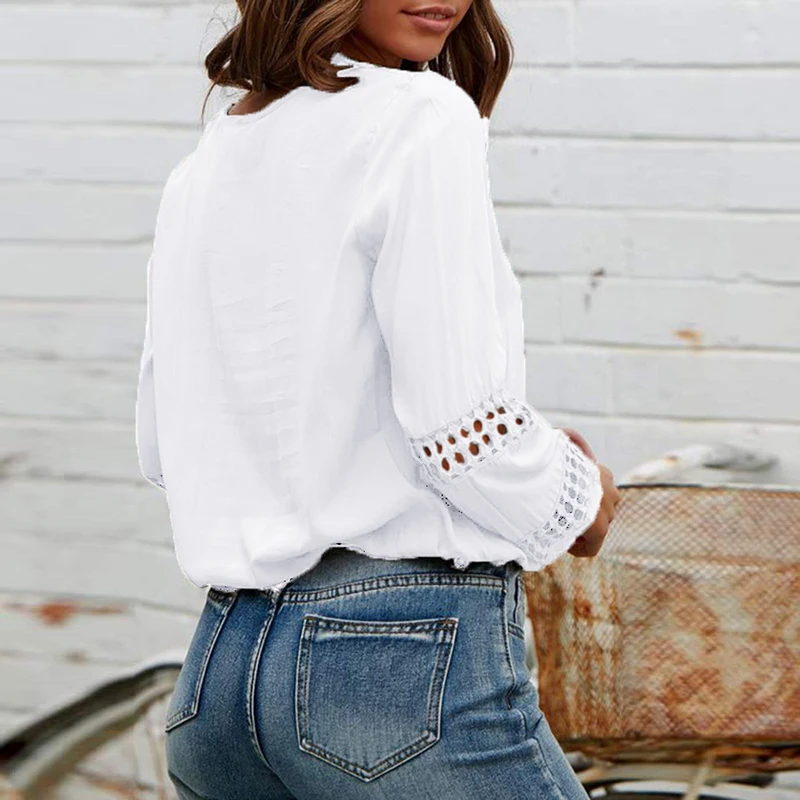 

Women T-Shirt Long Sleeve Sexy V-Neck Summer Hollow Out Solid Female Top Tee Casual Pullover Lady Large Size Outdoor Tee Shirt