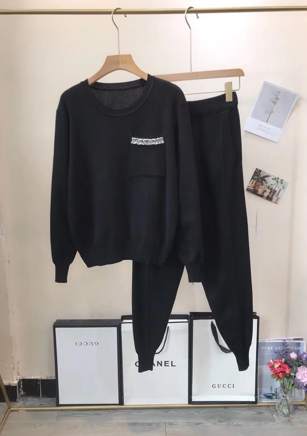 Женский пуловер ALPHALMODA свитер + штаны Осень-зима новый стиль вязаные спортивные