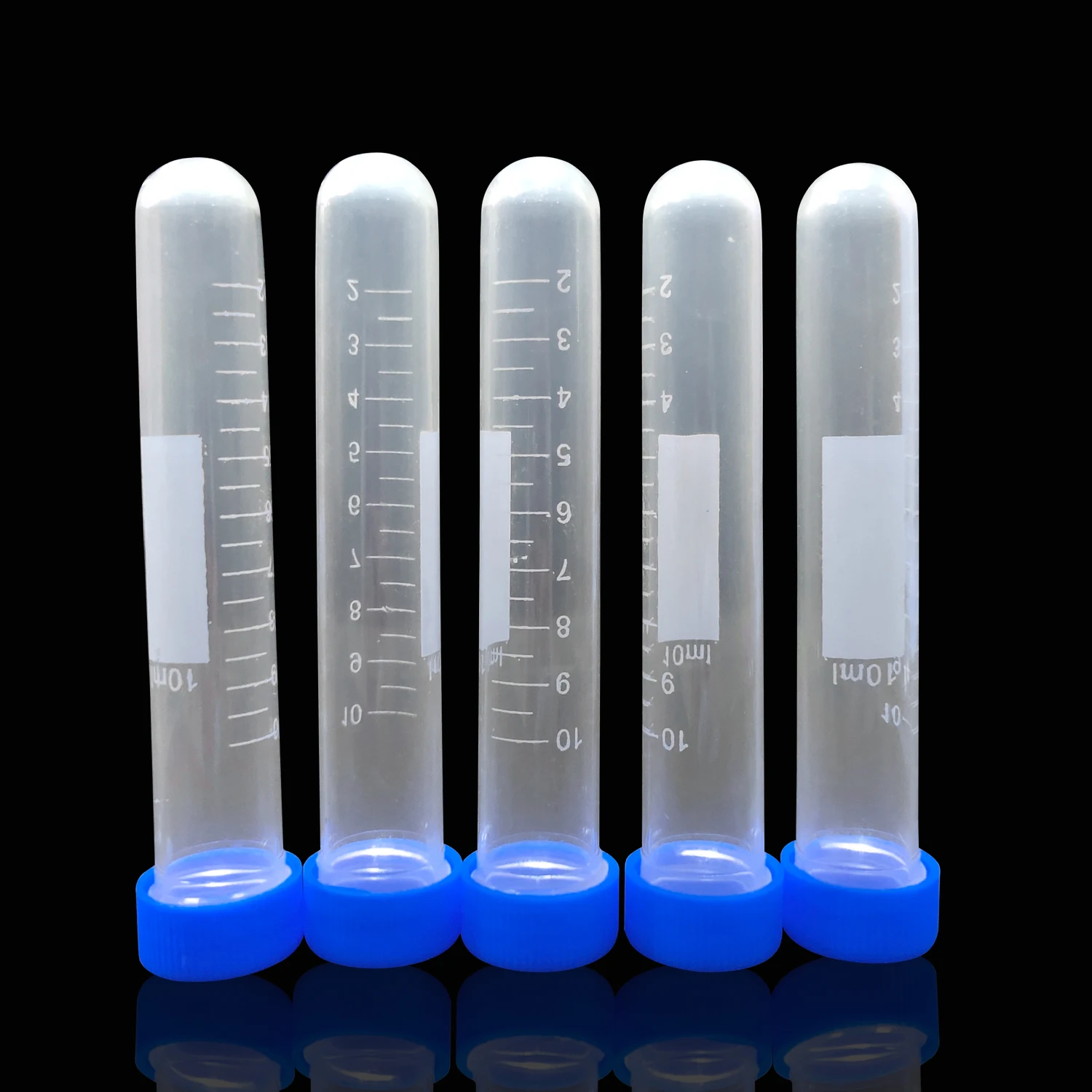 

10ml Plastic Centrifuge Tubes, Round Bottom, Graduated Marks, blue Screw Cap, Pack of 100pcs