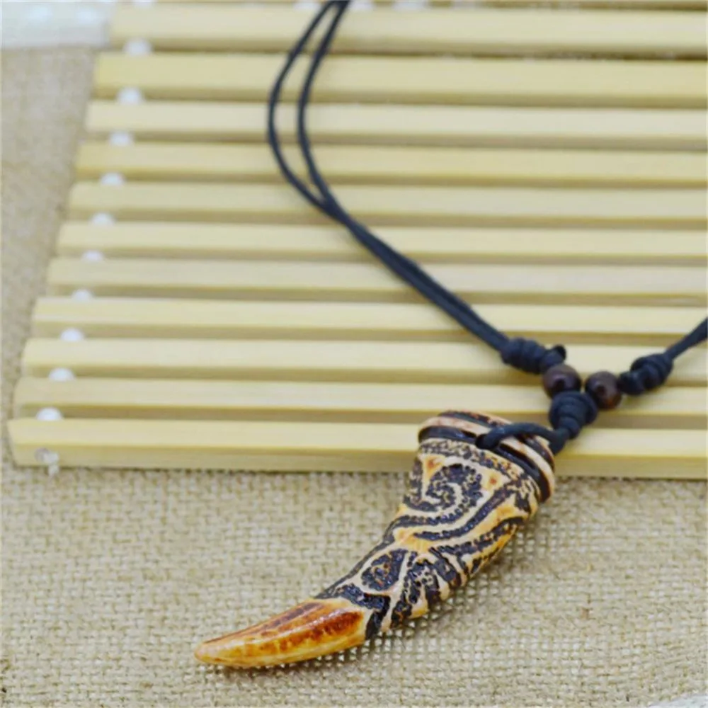 

Модная искусственная косточка Резьба Дракон тотемная подвеска ожерелье талисман бесплатная доставка