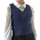 Женский шерстяной свитер Xingqing, жилет в стиле ретро, вязаный жилет с рисунком ромбиками, эластичный облегающий свитер без рукавов с V-образным вырезом