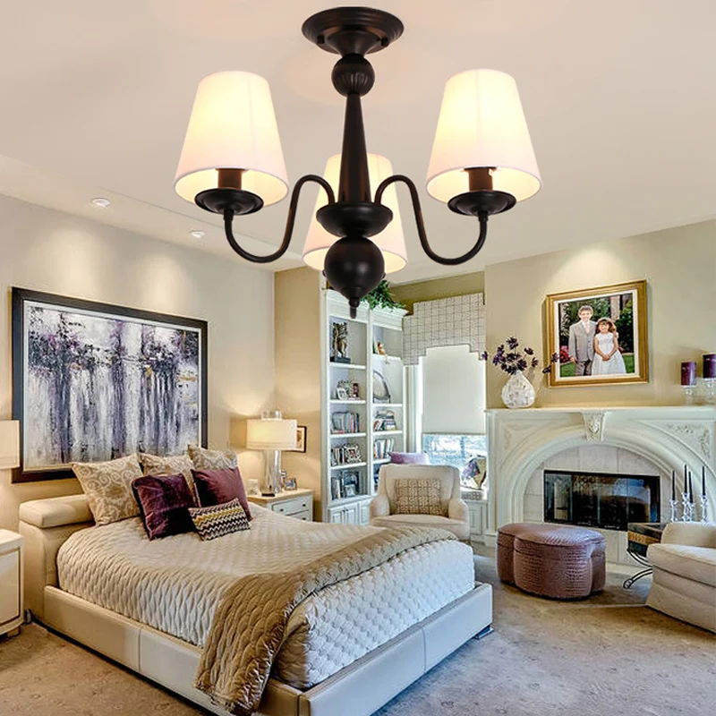 Американский стиль лампа для гостиной простая Северная Европа Ткань абажур