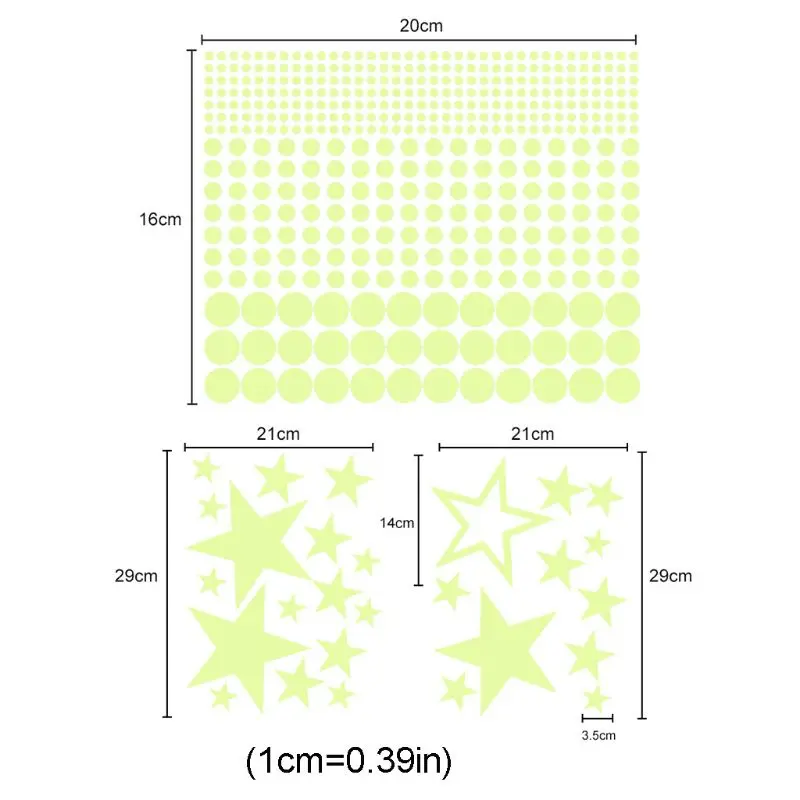 

435Pcs Fluorescent Wall Stickers Luminous Stars/Moon/Stars/Dots for Kid's Room Fluorescent Wall Stickers