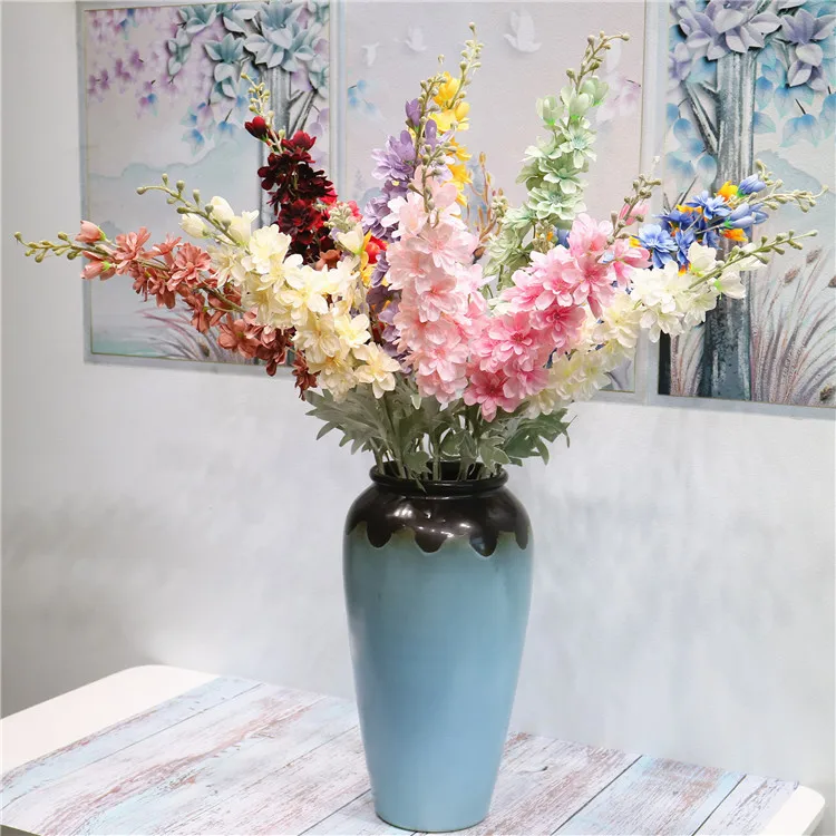87 см фиолетовый delphinium DIY букет орхидей Шелковый гиацинт Континентальный Искусственные цветы Свадебные, домашние, вечерние, рождественские украшения