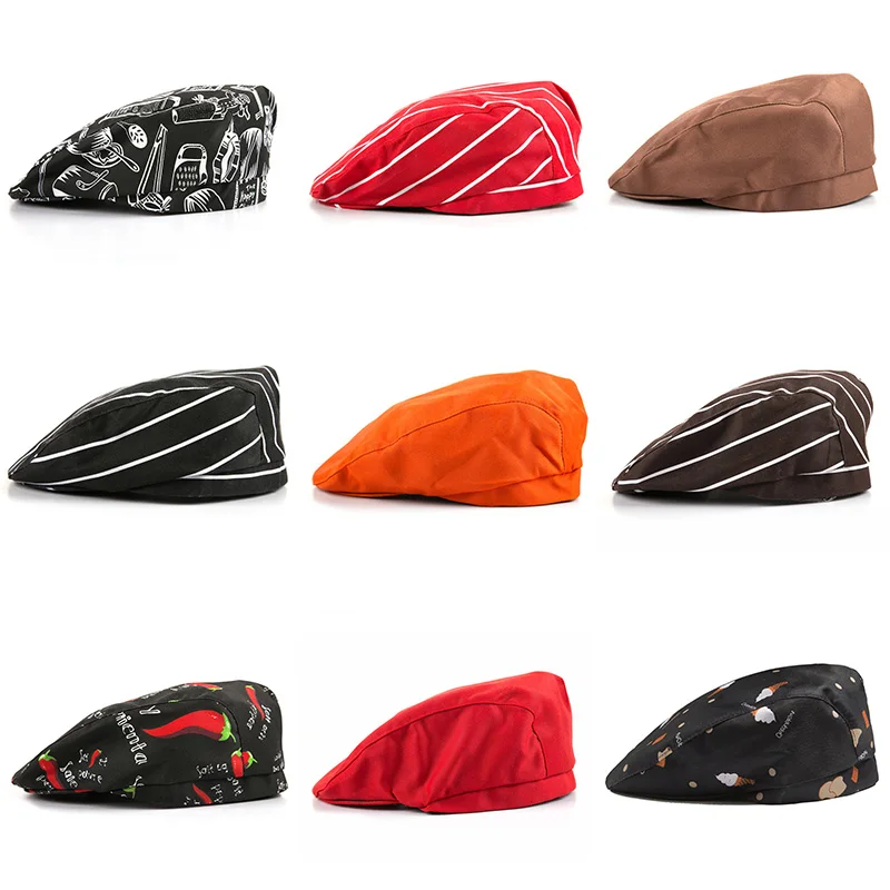 Полосатые поварские козырьки шляпы унисекс для женщин и мужчин униформа отеля