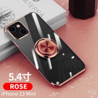 %e3%80%902021 iphone 13 mini%e3%80%91suitable for apple mobile case electroplated transparent protective cover magnetic ring buckle silicone