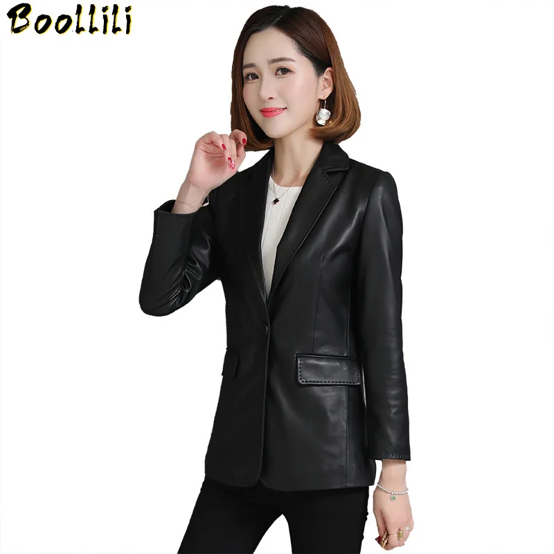 Genuine Boollili 2023 Leather Jacket Women Sheepskin Coat Korean Black Red Leather Jqackets Ladies Blazer Chaqueta Cuero Mujer