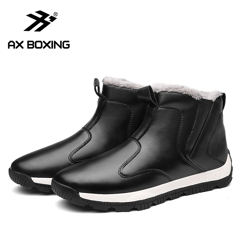 AX/зимние мужские ботинки для бокса водонепроницаемые теплые кожаные ботильоны