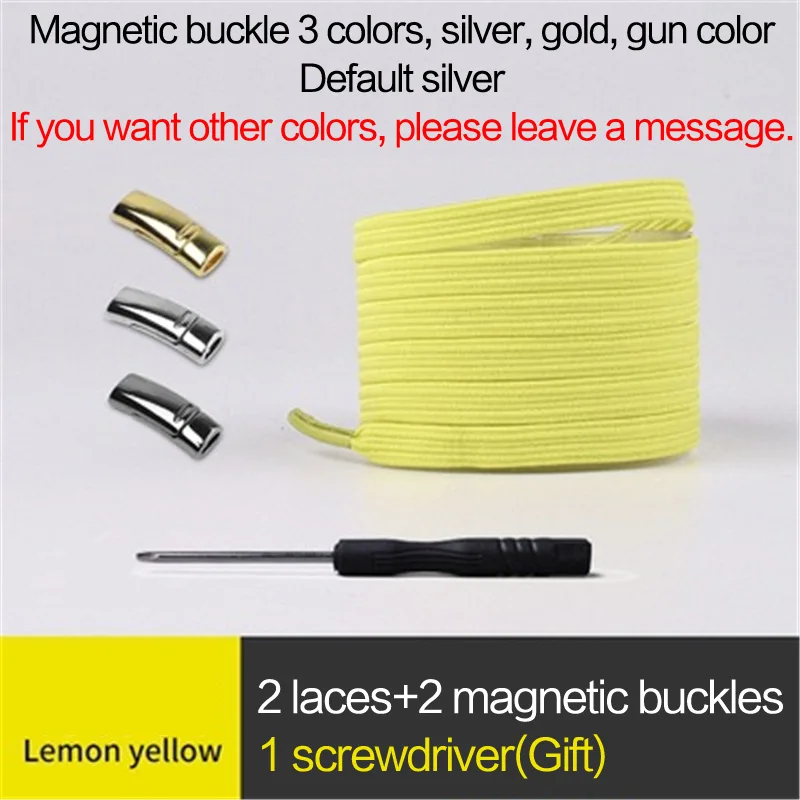 Lemon Yellow 1 пара эластичных магнитных фиксирующих шнурков, быстро не завязываются шнурки для обуви, для детей и взрослых, унисекс, спортивные туфли со шнурками, шнурки для ленивых ботинок - Цвет: Lemon Yellow