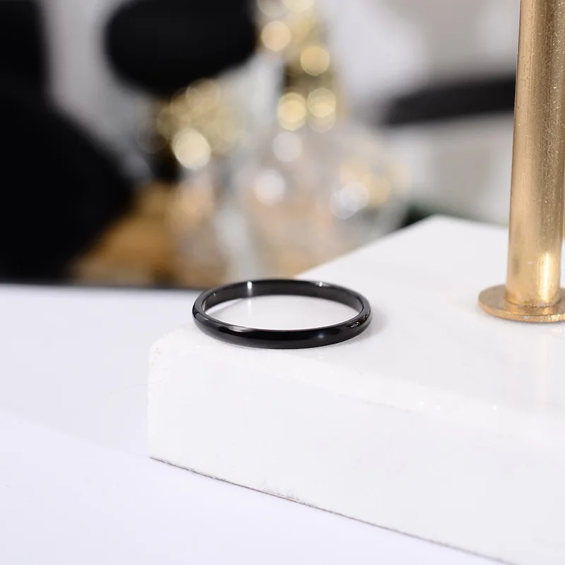 

YUN RUO Simple Black Smooth Couple Ring Rose Gold Color Woman Man Gift Fashion Titanium Steel Jewelry Never Fade Drop Shipping