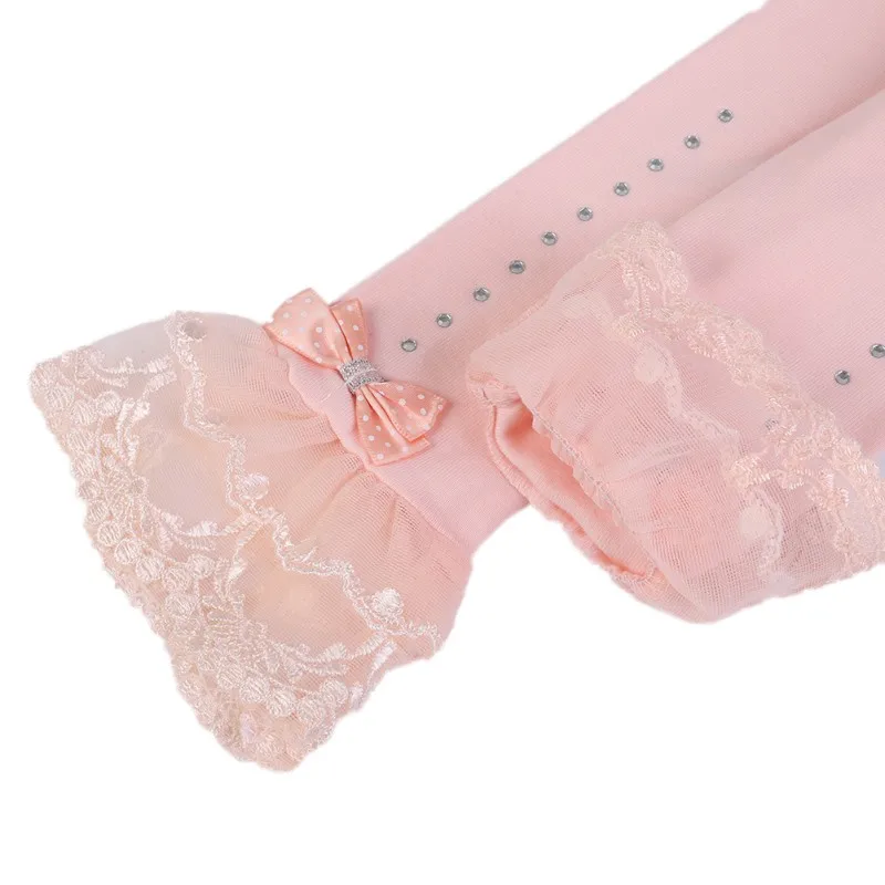 Детские леггинсы для маленьких девочек штаны карамельного цвета кружевные с