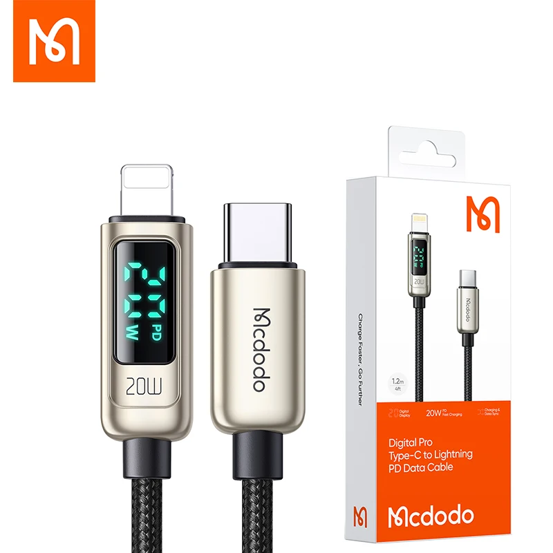 【Digital display】Mcdodo USB C кабеля Lightning/20W PD кабель для быстрой зарядки iPhone 12 11 pro max x xr 8 7plus