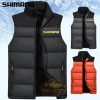 2022 autumn winter new style shimano fishing down cotton vest outdoor climbing padded stand collar jacket mens casual jacket