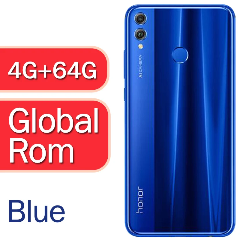 Honor 8X global rom смартфон 6,5 ''полный экран OTA обновление Android 8,1 Восьмиядерный отпечаток пальца - Цвет: 4G 64G Blue