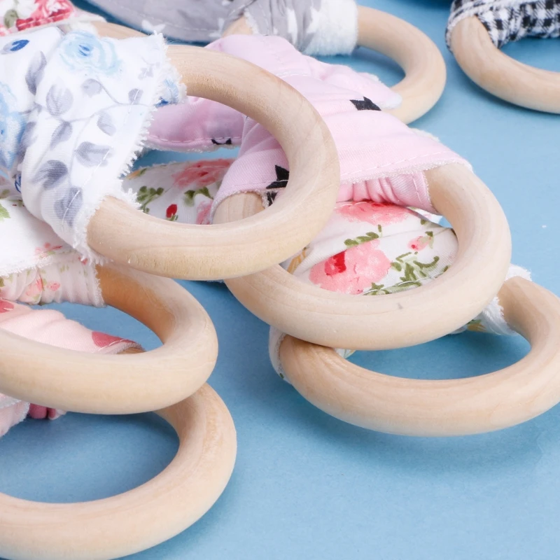 

Handmade Wooden Natural Baby Teething Ring Chewie Teether Bunny Sensory Toy Gift