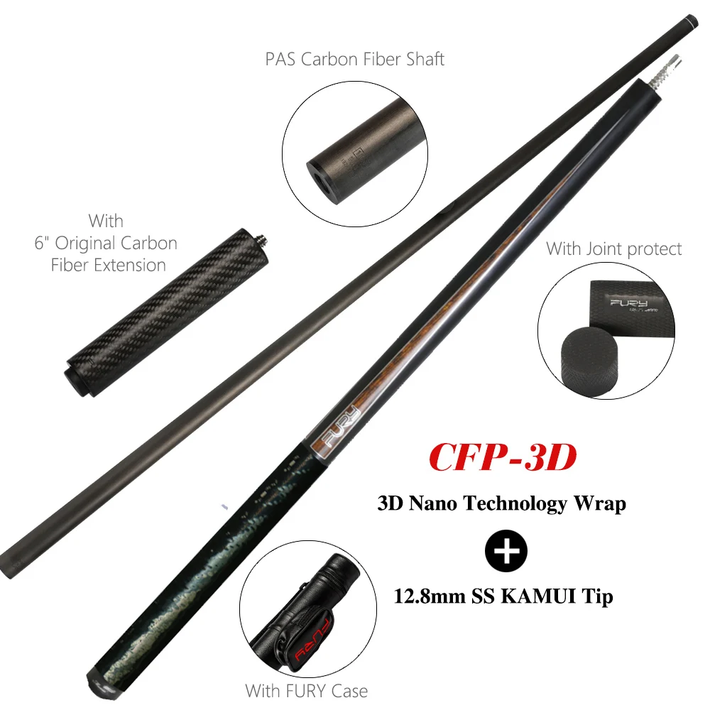 Pool-Cue-CFP-3D Fury Billiard черная технология пул кий удар кий прыжок кий Профессиональный стержень из углеродного волокна несколько моделей опций Billar - Цвет: Pool-Cue-CFP-3D