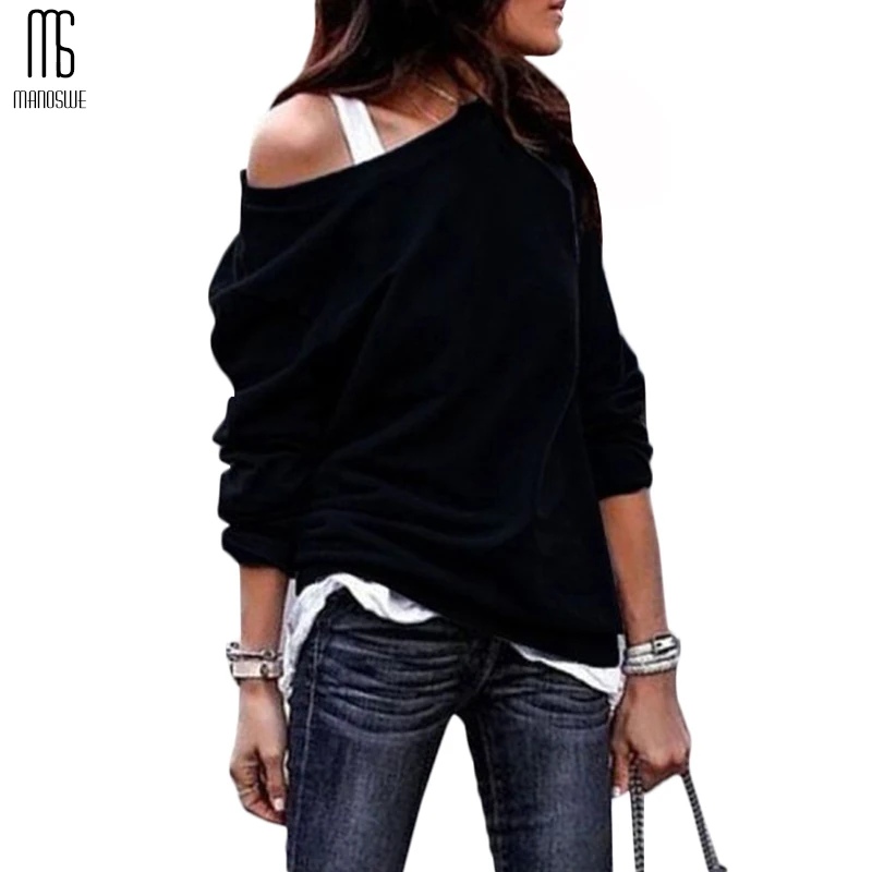 Женская хлопковая Футболка Manoswe Повседневная футболка с длинными рукавами и